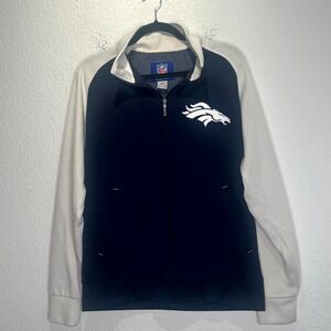 Denver Broncos Jacket Mens Medium Blue Gray Reebok Football Team NFL Quarter Zip